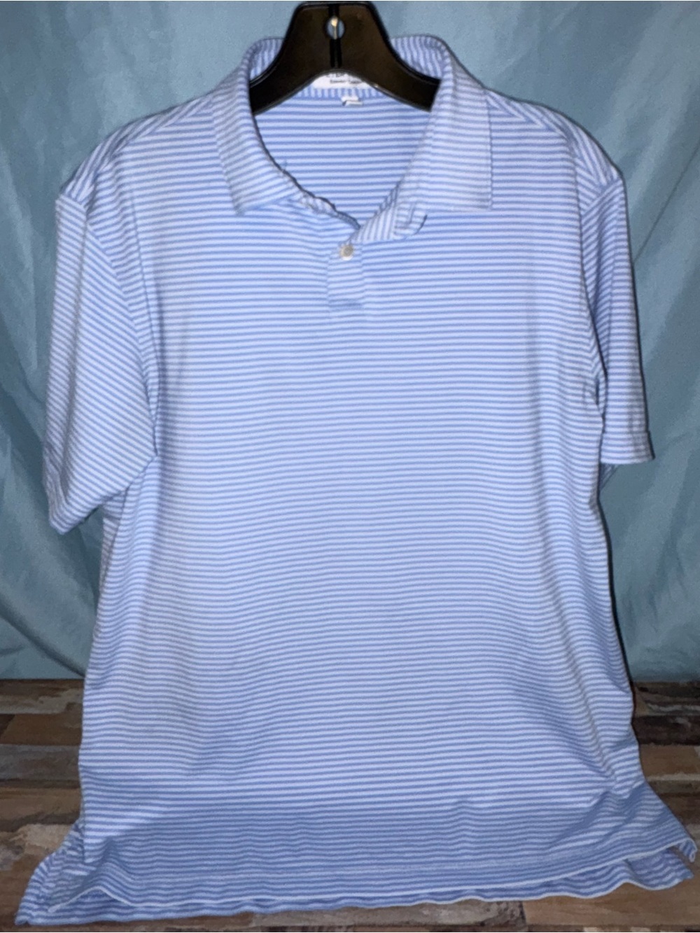 Peter Millar Light Blue & White Striped Polo